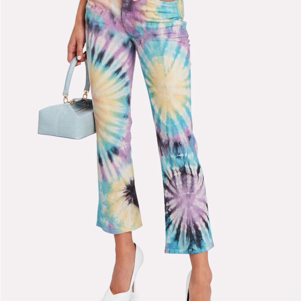 MOTHER The Tripper Button Fly Tie-Dye 5 Pocket Cropped Jeans Size 28 NWOT - Picture 6 of 12